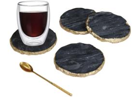 Onderzetters Marmer Zwart/Goud - set van 4