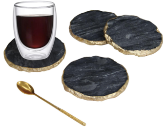 Onderzetters Marmer Zwart/Goud - set van 4