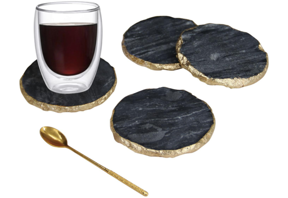 Onderzetters Marmer Zwart/Goud - set van 4