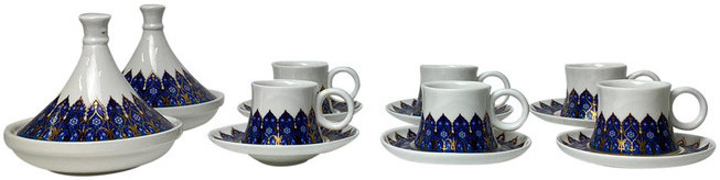 Espresso set Rio Blauw/Goud 6 stuks