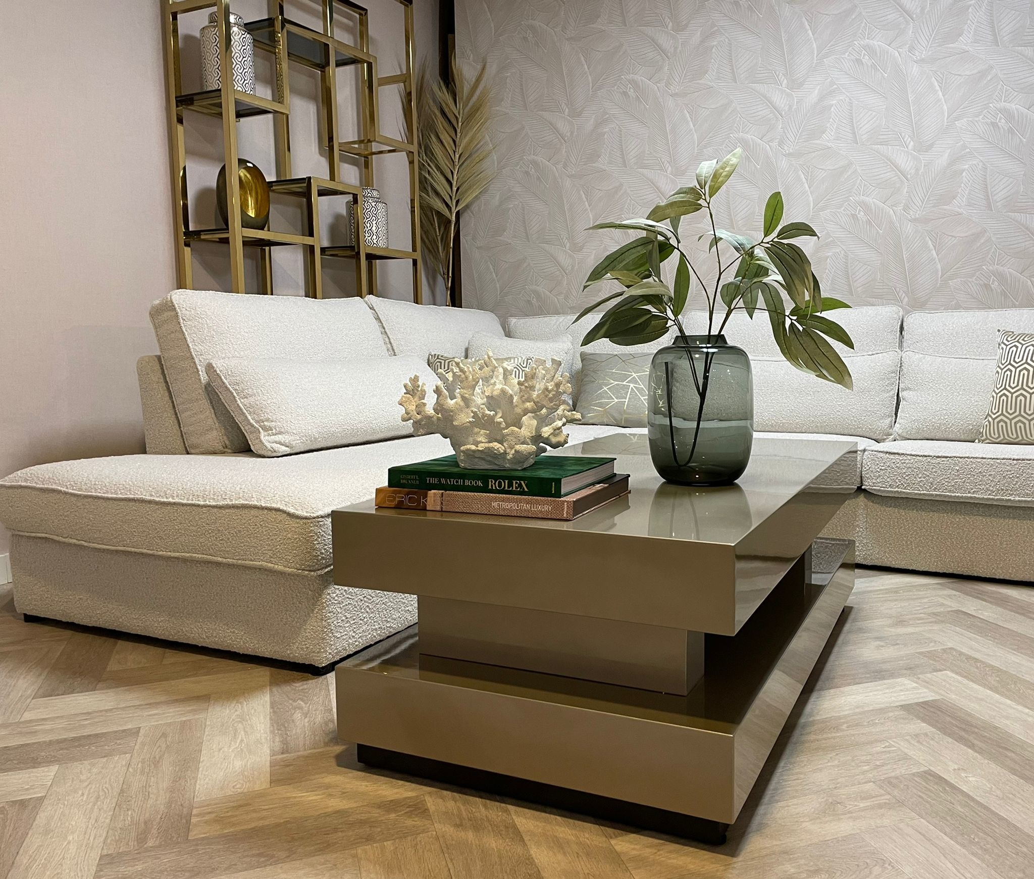 Salontafel Blox - Hamburger - Champagne - Hoogglans - Rechthoekig