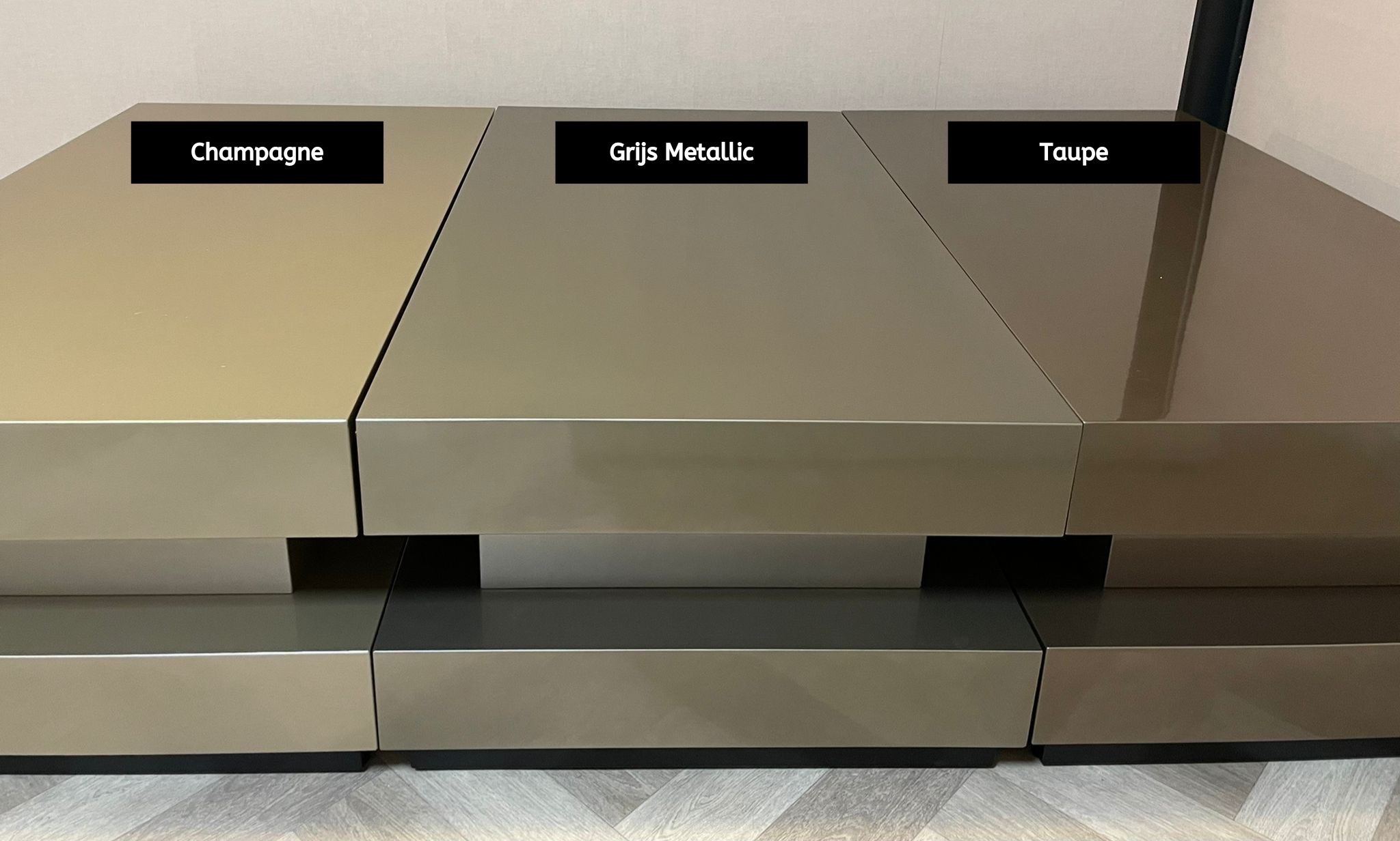 Eettafel Kioto - Ovaal - Taupe hoogglans