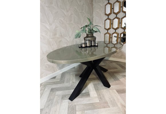 Eettafel Kioto - Ovaal - Grijs Metallic