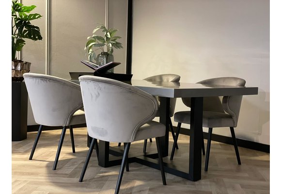 Eettafel Osaka - Kruispoot - Grijs Metallic