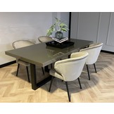 Eettafel Osaka - Kruispoot - Grijs Metallic hoogglans