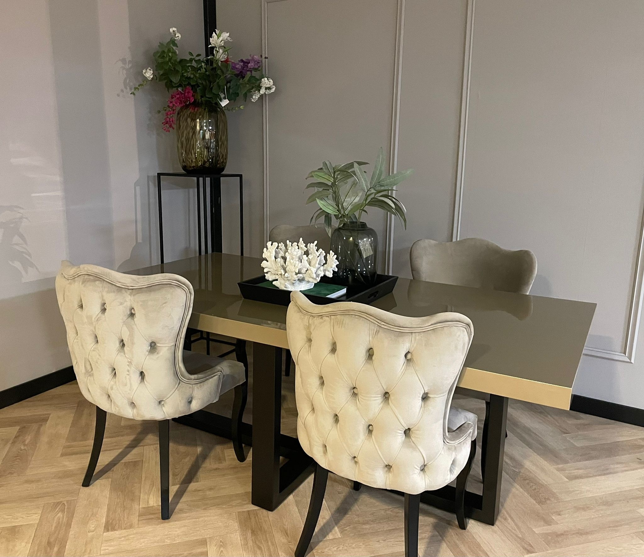 Eettafel Osaka - Kruispoot - Champagne hoogglans