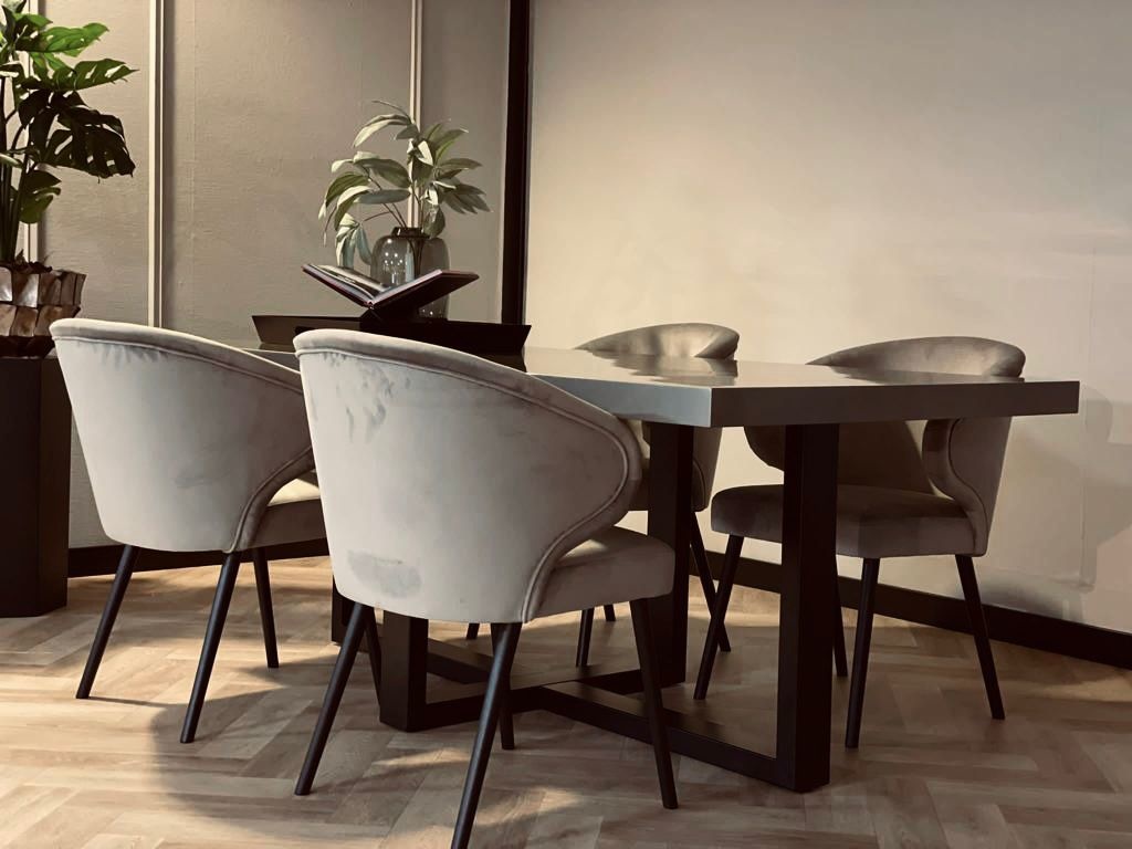 Eettafel Osaka - Kruispoot - Taupe hoogglans