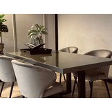 Eettafel Osaka - Kruispoot - Taupe hoogglans