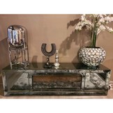 Tv-meubel Oslo Spiegelglas - Antraciet - incl. elektrische sfeerhaard