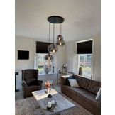 Hanglamp met 5 glazen bollen Trapeze Smoke glas