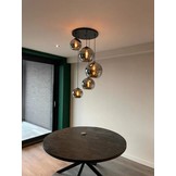 Hanglamp met 5 glazen bollen Trapeze Smoke glas