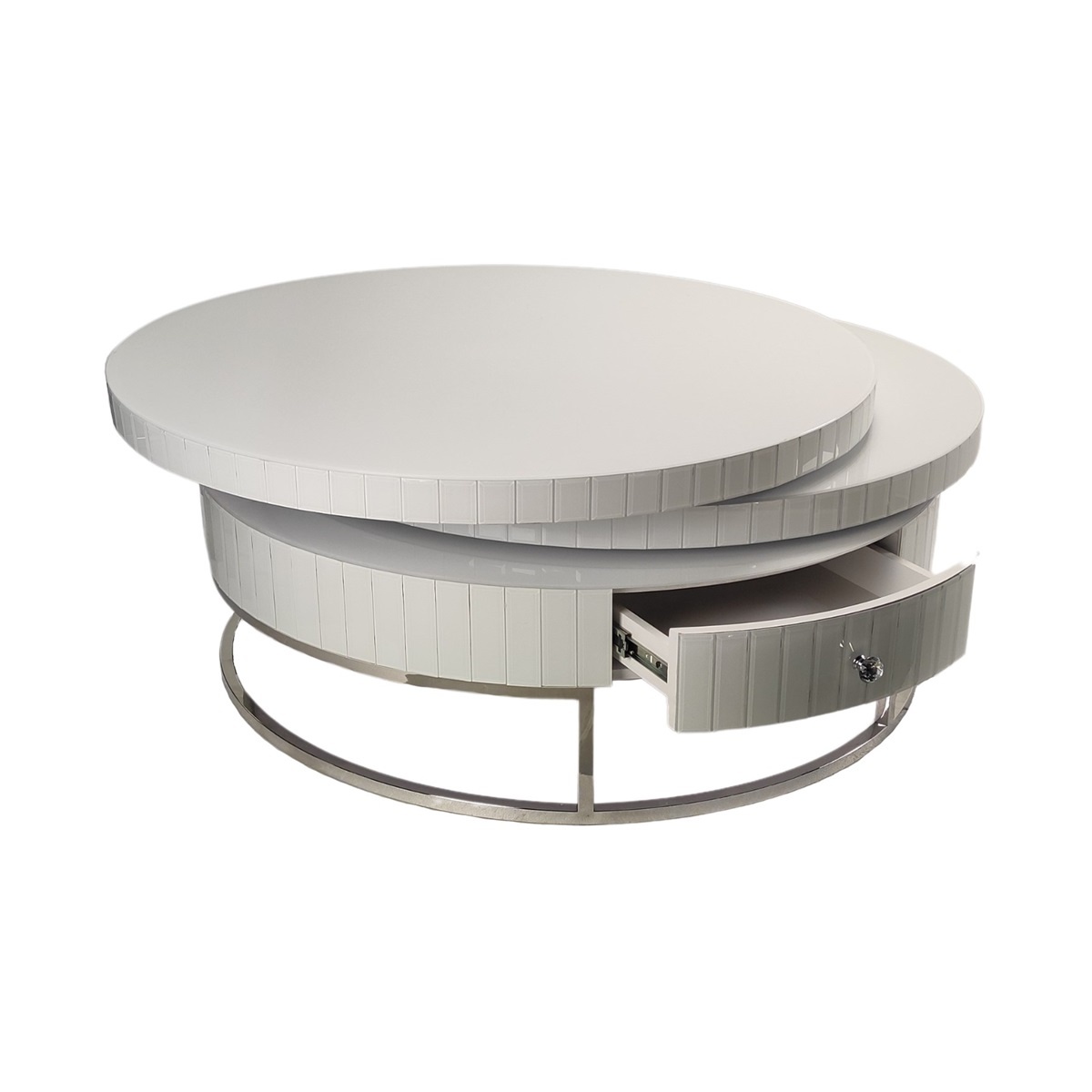 Rolanda Spiegel Salontafel Wit/Zilver - Schuifbaar