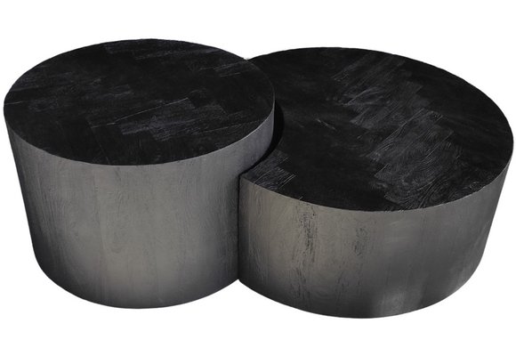 Salontafel Visgraat Cilinder vorm - set van 2 - Zwart