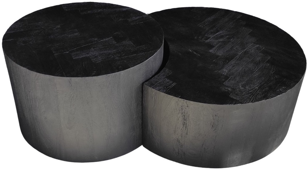 Salontafel Visgraat Cilinder vorm - set van 2 - Zwart