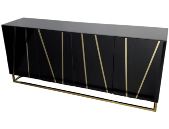 Dressoir Tello Zwart/Goud - Spiegelglas - 180 x 45 cm
