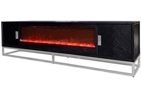 TV-Meubel Blackbonito - incl. sfeerhaard - 200 x 40 cm - Zilver