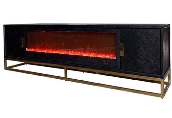 TV-Meubel Blackbonito - incl. sfeerhaard - 200 x 40 cm - Goud