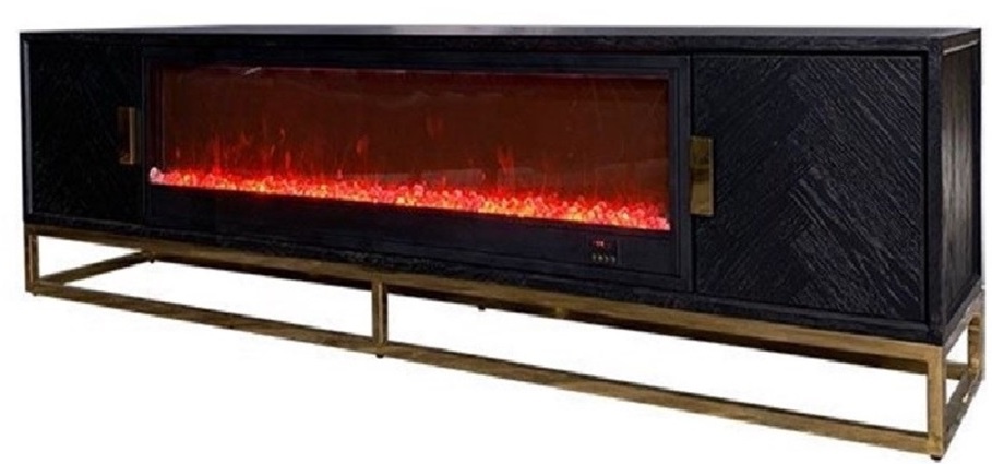 TV-Meubel Blackbonito - incl. sfeerhaard - 200 x 40 cm - Goud