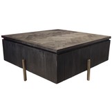 Salontafel Beverly - Visgraat Zwart/Goud - 100 x 100 cm