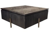 Salontafel Beverly - Visgraat Zwart/Goud  - 100 x 100 cm