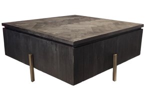 Salontafel Beverly - Visgraat Zwart/Goud  - 100 x 100 cm