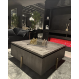 Salontafel Beverly - Visgraat Zwart/Goud - 100 x 100 cm