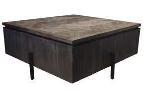 Salontafel Beverly - Visgraat Zwart | 100 x 100 cm