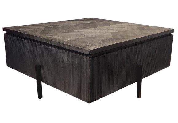 Salontafel Beverly - Visgraat Zwart | 100 x 100 cm