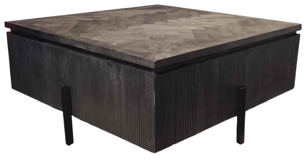 Salontafel Beverly - Visgraat Zwart | 100 x 100 cm