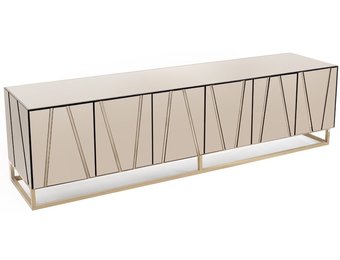 Tv-meubel - Tello - Sepia/Goud - Spiegelglas - 200 cm