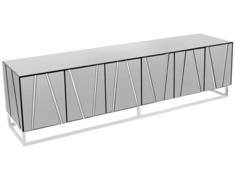 Tv-meubel - Tello - Grijs/Zilver - Spiegelglas - 200 cm