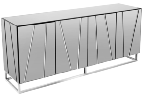 Dressoir Tello Grijs/Zilver - Spiegelglas - 180 x 45 cm