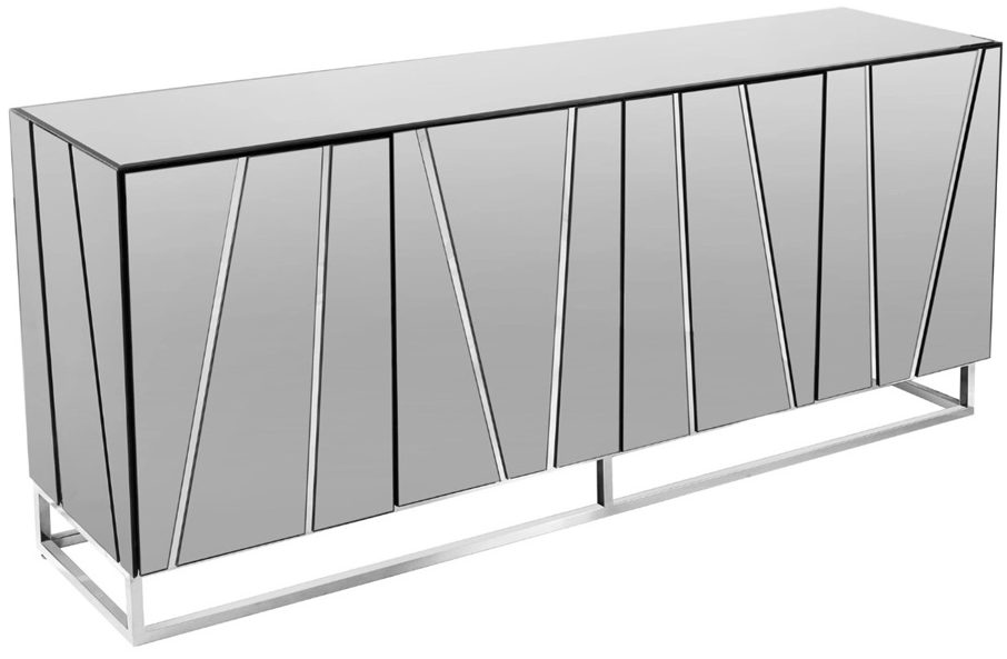 Dressoir Tello Grijs/Zilver - Spiegelglas - 180 x 45 cm