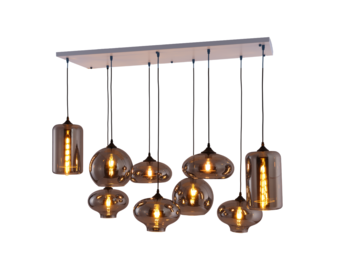 Hanglamp Smoke glas 9 lichts Mix