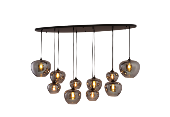 Hanglamp Apples Smoke glas  10 lichts - Ovaal
