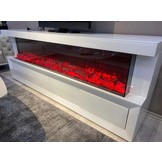 TV-Meubel Santo - incl. sfeerhaard - 200 x 40 cm - Wit/Mirror