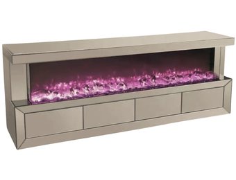 TV-Meubel Santo - incl. sfeerhaard - 200 x 40 cm - Sepia/Mirror