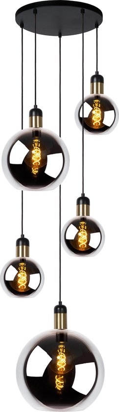 Hanglamp met 5 glazen bollen Dreams Smoke glas