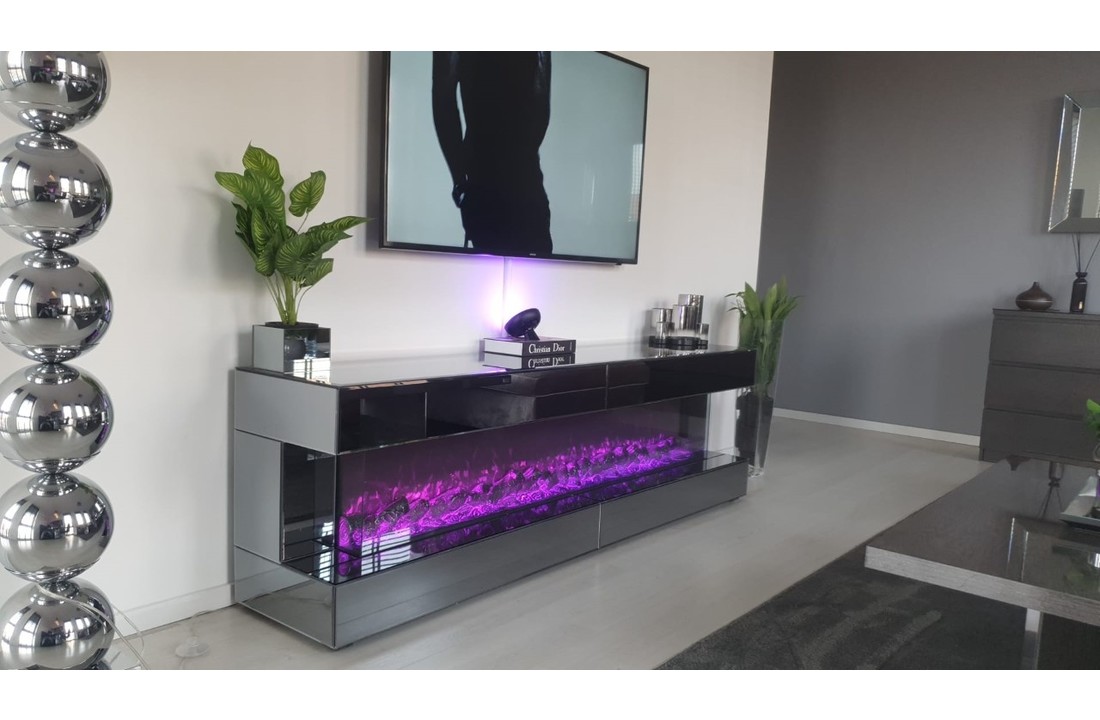Zwevende tv-meubel 3D Sfeerhaard | Bekijk spiegel kleuren - Bazaaronline