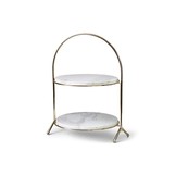 Etagère Elegance - Rond - Wit Goud - Marmer