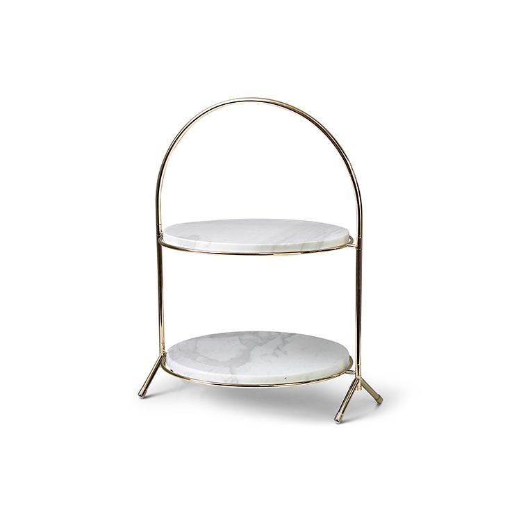 Etagère Elegance - Rond - Wit Goud - Marmer