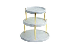 Etagère Elegance | 3-laags | Wit Goud - Marmer