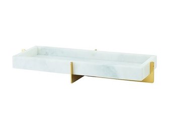 Marmeren dienblad | wit/goud - 30 x 10 cm