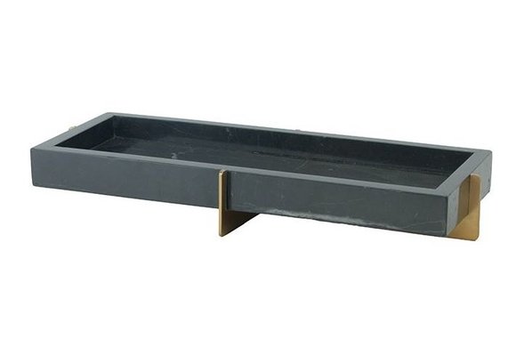 Marmeren dienblad | zwart/goud - 30 x 10 cm