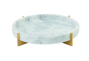 Marmeren dienblad | wit/goud - Ø 30 cm