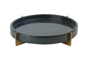 Marmeren dienblad | zwart/goud - Ø 30 cm