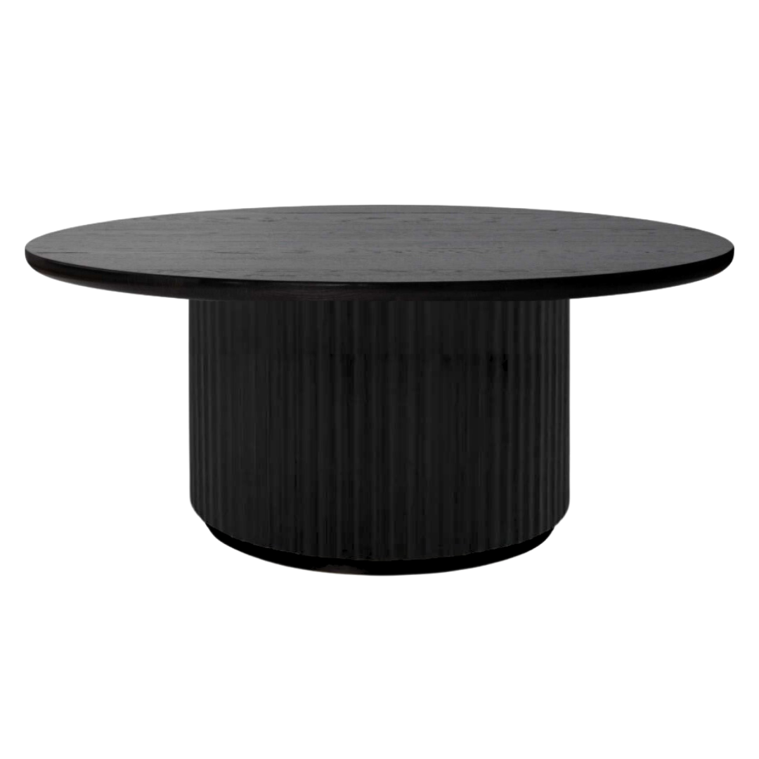 Salontafel Campton - Visgraat Zwart - Ø100 cm