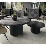 Salontafel Campton - Visgraat Zwart - Ø100 cm