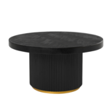 Salontafel Campton - Visgraat Zwart/Goud - Ø100 cm