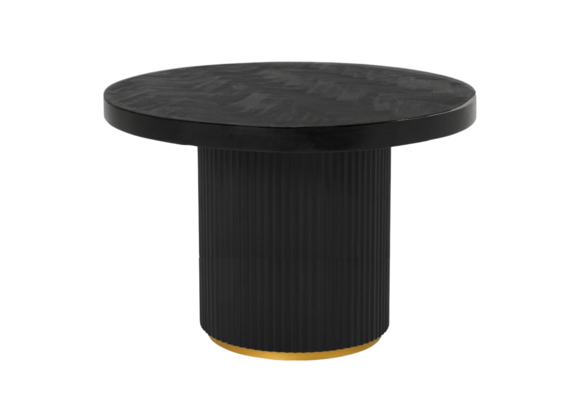 Eettafel Campton - Visgraat Zwart/Goud - Ø130 cm